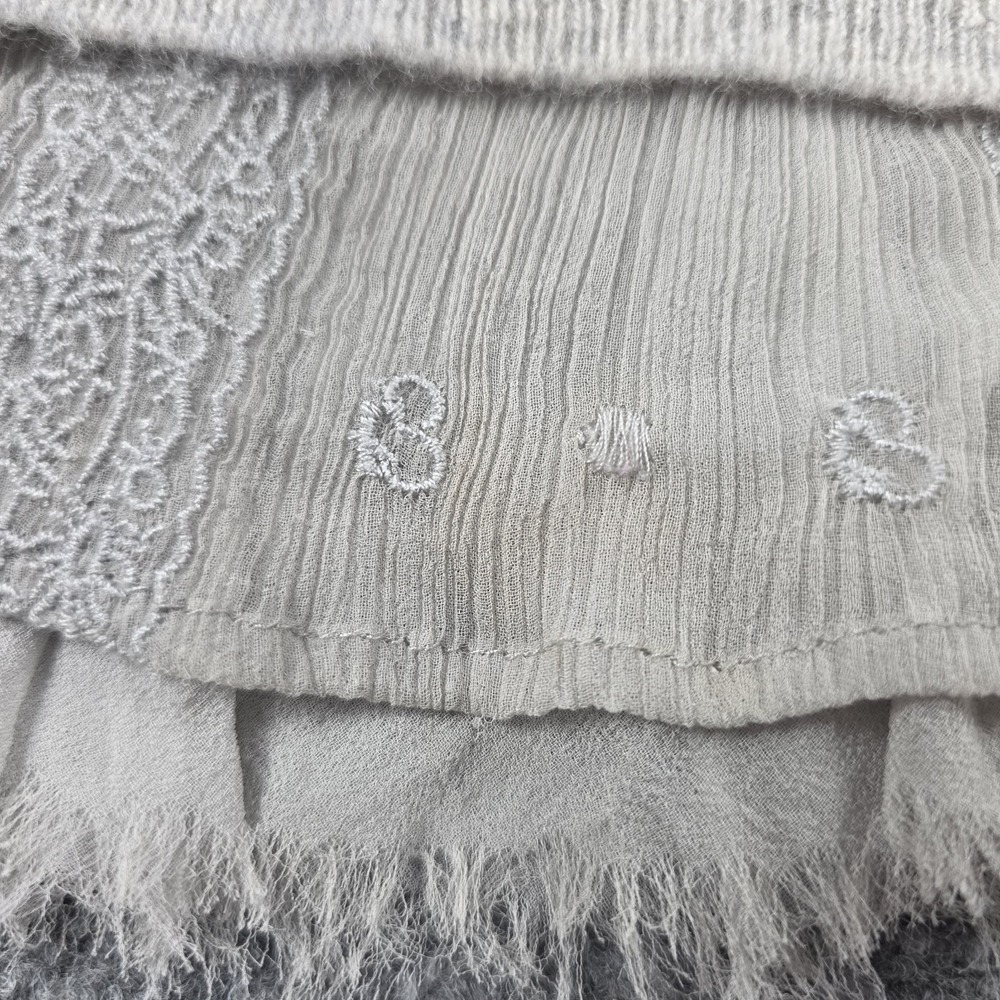 Garnet Hill Women's 100% Cashmere Sweater XS Gray‎ Layered Lace Hem Luxe Soft - Picture 13 of 13